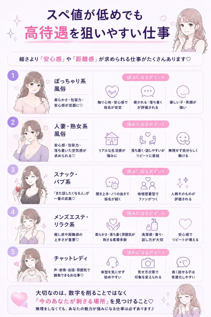 スペ値が低めでも高待遇を狙いやすい仕事